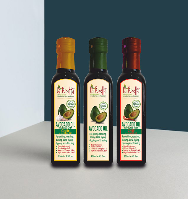 Avocado oil bottle package labeling