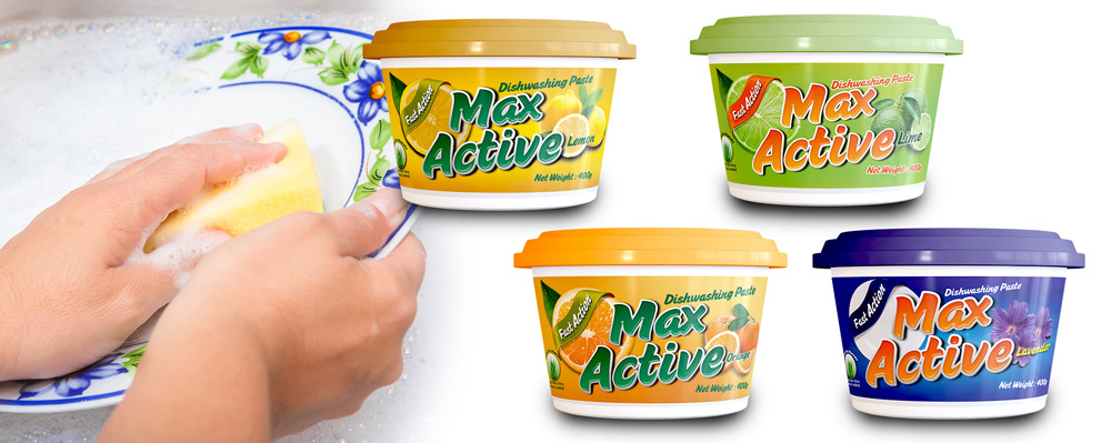 Max Active Dish Washing Paste Container Designing