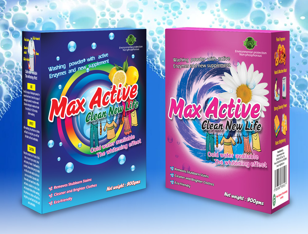 Max Active Washing Powder Box Designing