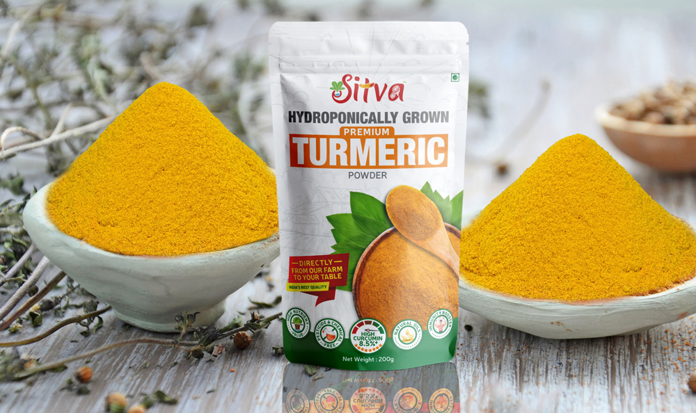 Sitva Hydrophonic Turmeric Powder Pouch Designing