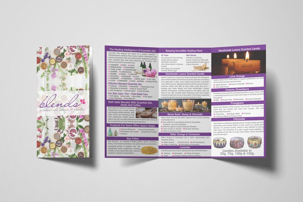 Blends Essential Oils 3 Fold Brochure